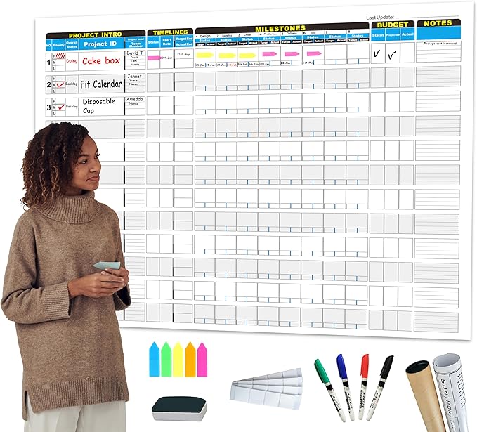 Large Project Management Vision Board, Laminated Wall Planner by XUHANWEN