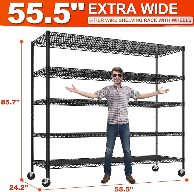 REIBII 85.7" H Storage Shelves 2998LBS Metal Shelving Unit - Image 3