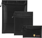 3 Pcs Fireproof Waterproof Document Bag, Fire and Water Resistant Safe Zipper by Unknown