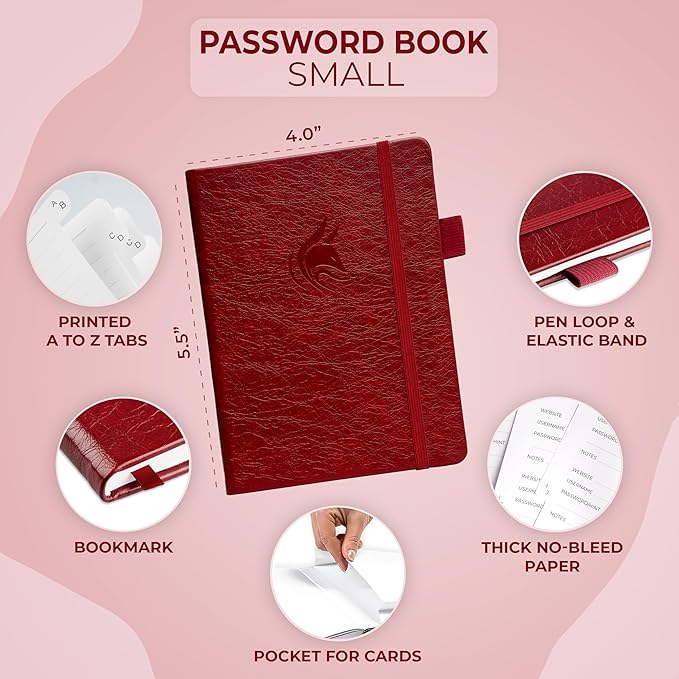 Clever Fox Password Book with alphabetical tabs. Internet Address Organizer - Image 2