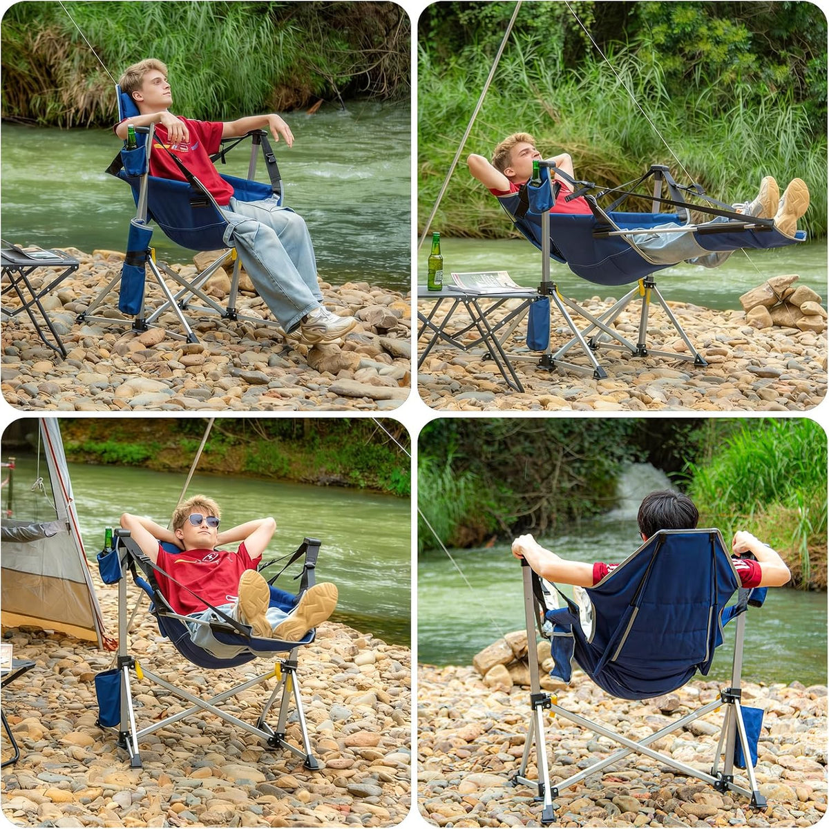 Romswi 2-Pack Aluminum Hammock Chair with Footrest, Oversized Portable Foldin...