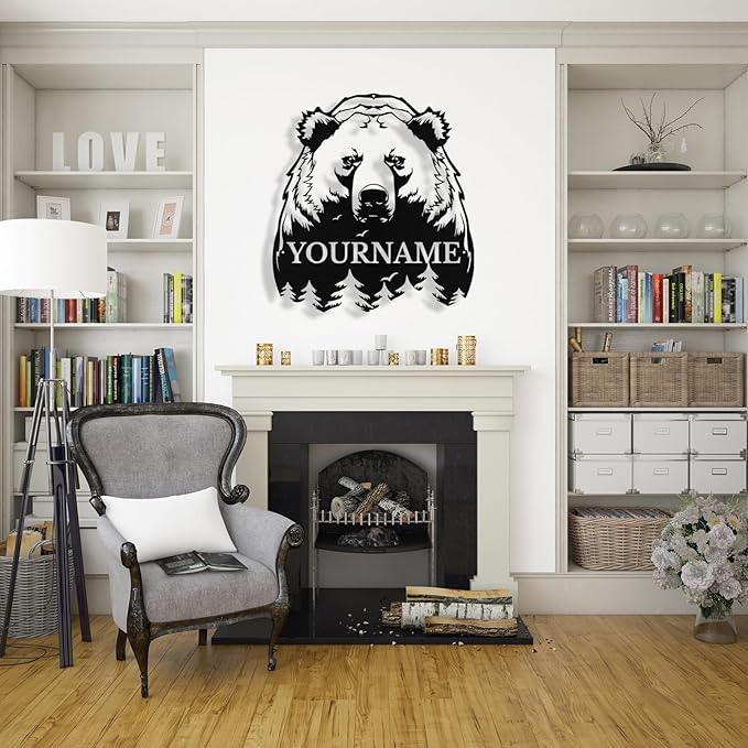 Custom Bear Metal Sign, Custom Bear Metal Wall Art Decor, Personalized Last - Image 3