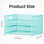 Subekyu 2-Pack 3-Tier Blue Metal Mesh Desk Paper Letter Tray & File Sorter - Image 5