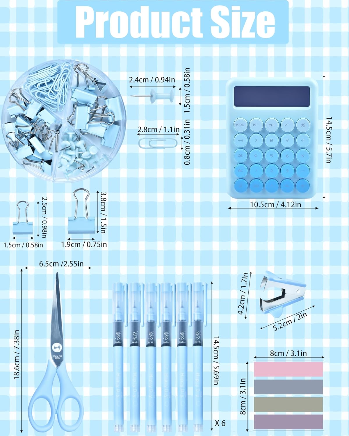 LXEVIHK Blue Desk Accessories 21-Piece Office Supplies Gift Set