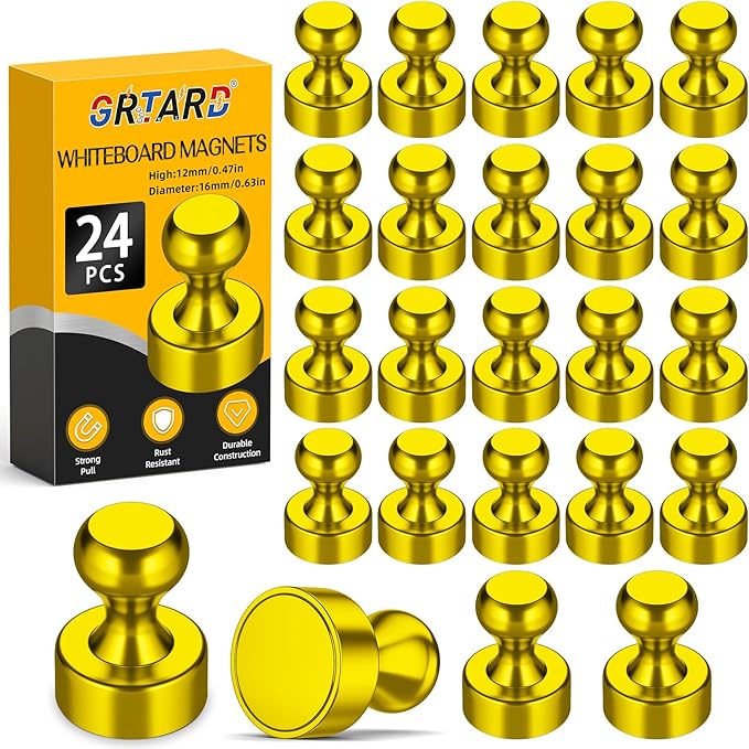 Grtard 24 Pack Magnetic Push Pins, Fridge Magnets by Grtard