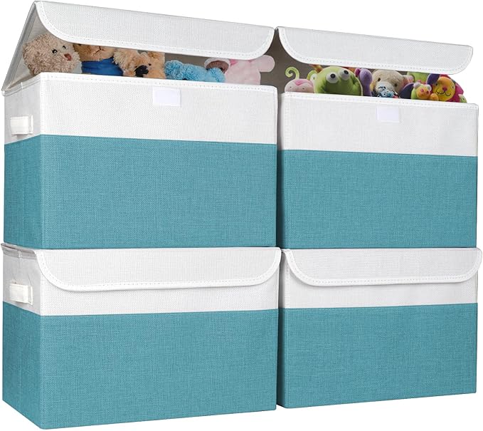 Bagnizer Large 22 Quart Linen Fabric Foldable Storage Bin Cube Organizer Basket by Bagnizer