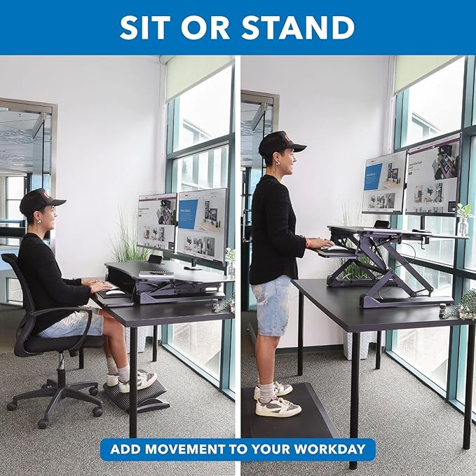 Mount-It! Standing Desk Converter Height Adjustable 47" Extra Large Wide Stand - Image 7