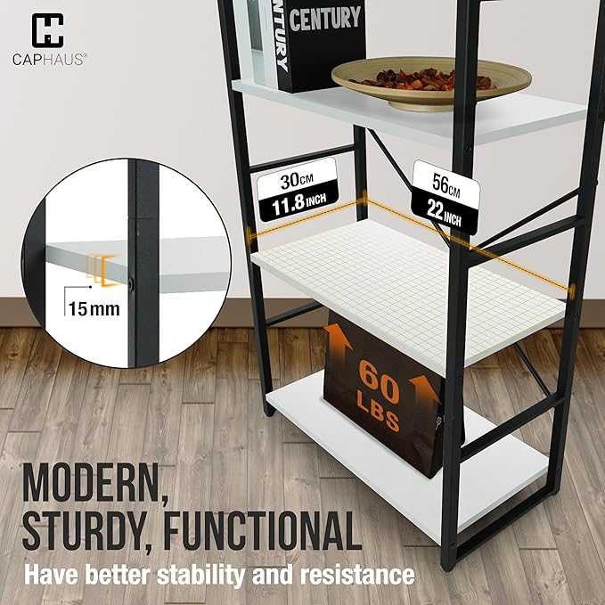 CAPHAUS 2 Tier Small Bookshelf, 24 Inch Width Free Standing Shelf, Bookcase - Image 6