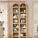 UPOSOJA 76" Tall Narrow Arched Bookcase, 7-Teir Mid-Century Modern Bookshelf - Image 7