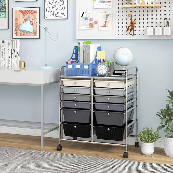 Giantex 12 Drawer Rolling Storage Cart Tools Scrapbook Paper Office School - Image 2
