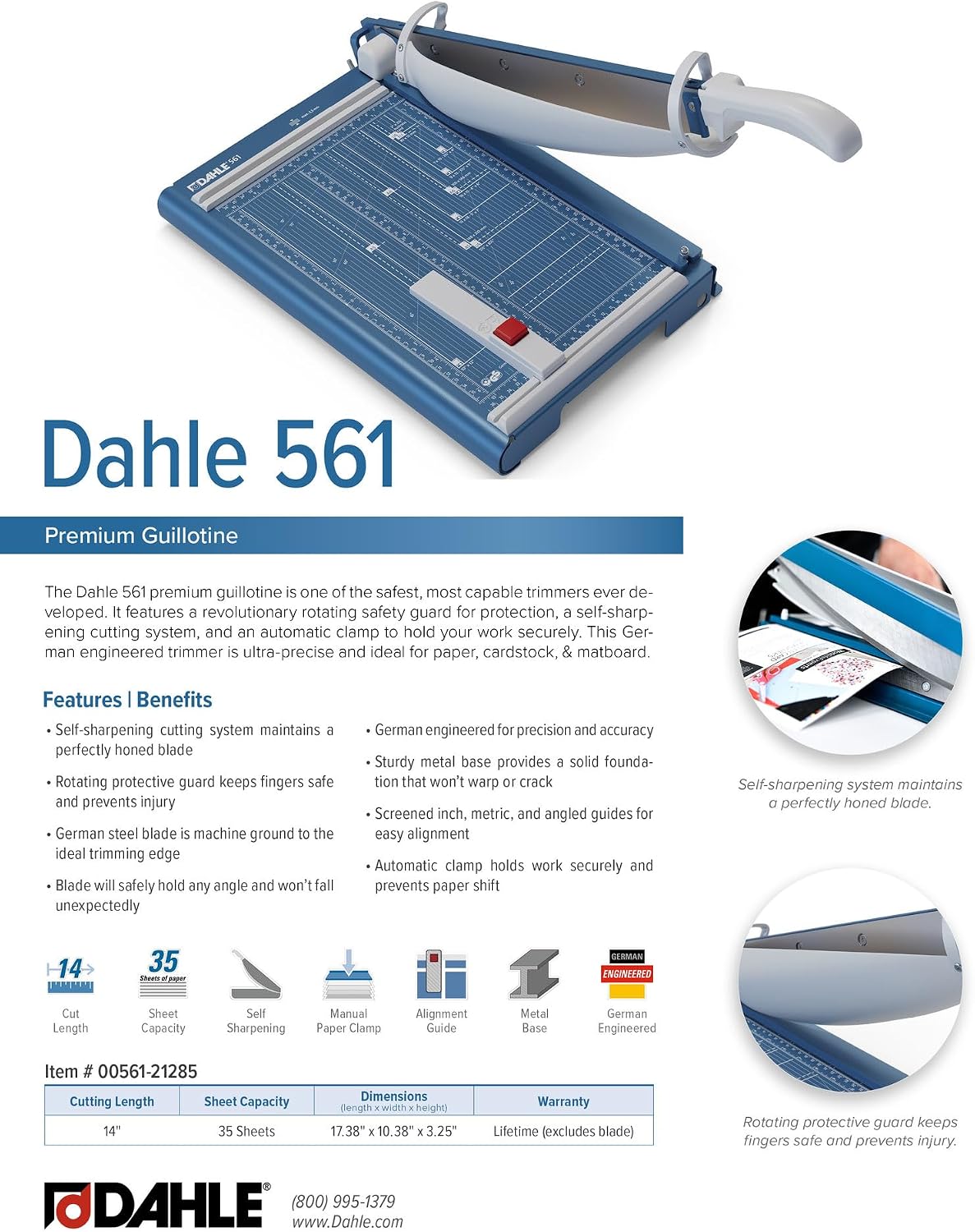 Dahle 561 Paper Cutter, 14-Inch, Self-Sharpening, 35-Sheet Capacity