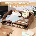 Beeveer 2 Pcs Wooden Letter Trays Wood Letter-Size Desk Organizer Heavy Duty 2 - Image 3