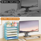 Subekyu 6-Tier Desk Paper Organizer, Desktop File Letter Tray - Image 3