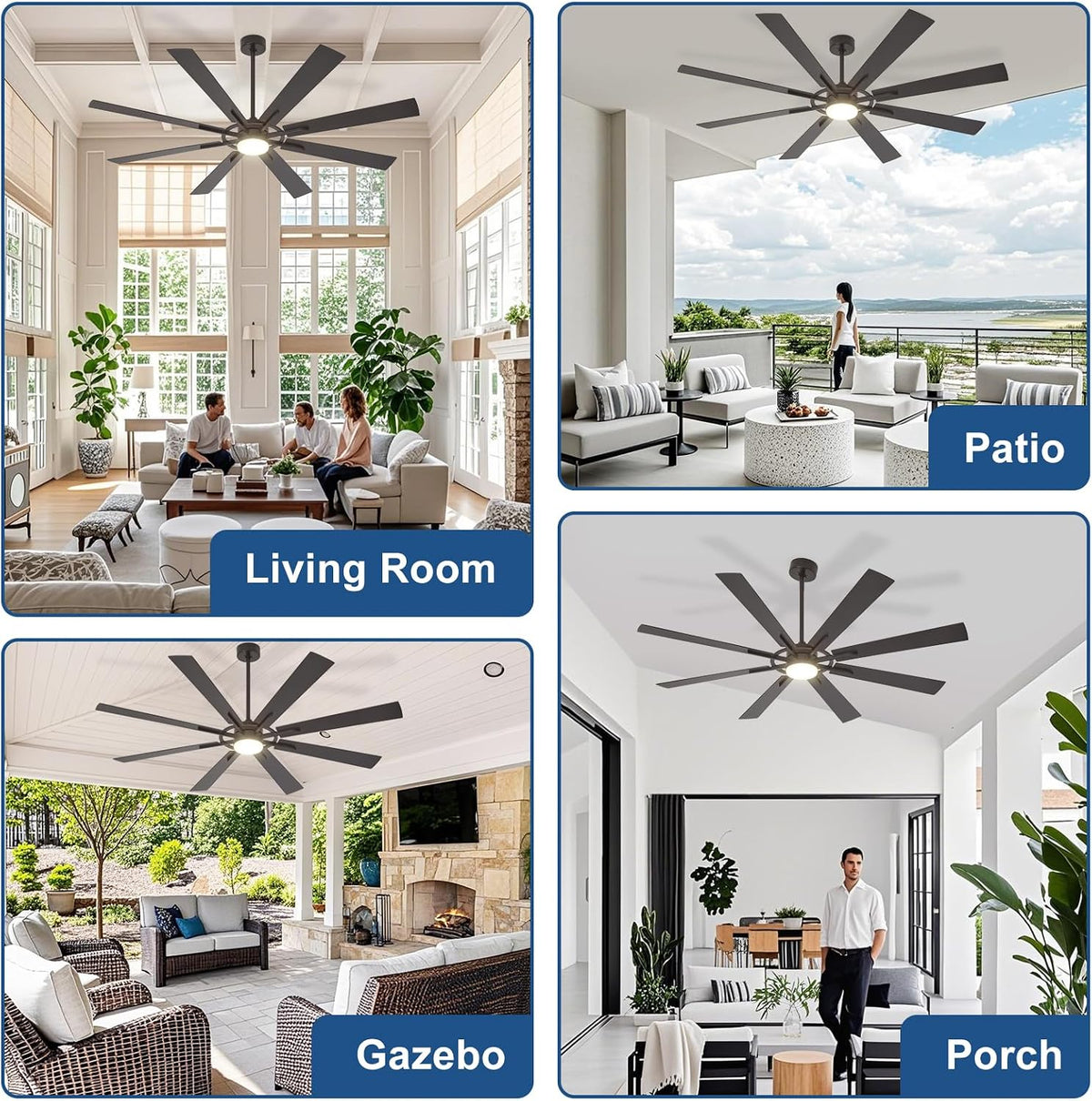 large ceiling fans with lights: modern 72 inch shown in use