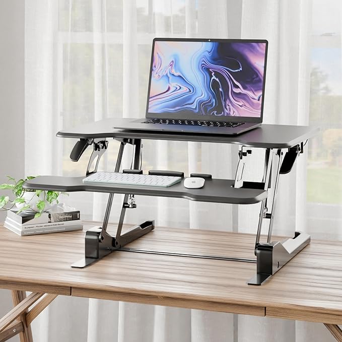 Mount-It! Height Adjustable Standing Desk Converter, Compact 30” Wide Tabletop - Image 7