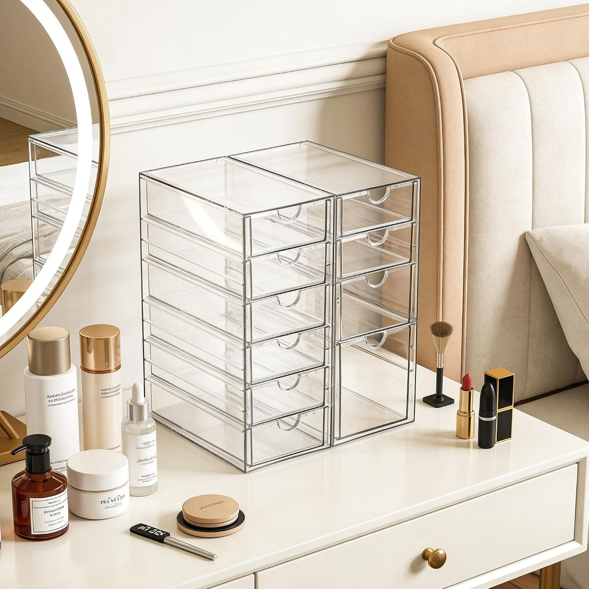 Prsildan Hair Accessories Organizer Acrylic Drawer with 10 Drawers