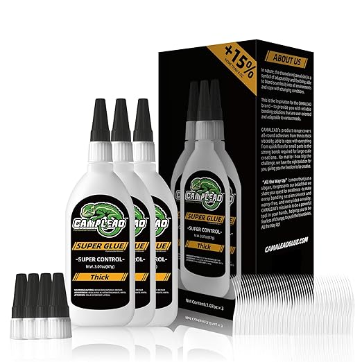Thick Super CA Glue Kit 9.2 oz, Heavy Duty Clear Superglue Repair Wood Metal by CAMALEAO