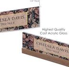 ARTBLOX | Office Personalized Name Plate Women Flower Design On Clear Acrylic - Image 4