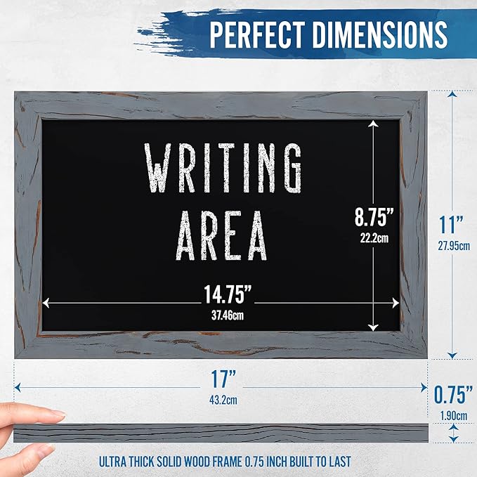 HBCY Creations Rustic Grey Magnetic Wall Chalkboard, Small Size 11" x 17" - Image 2
