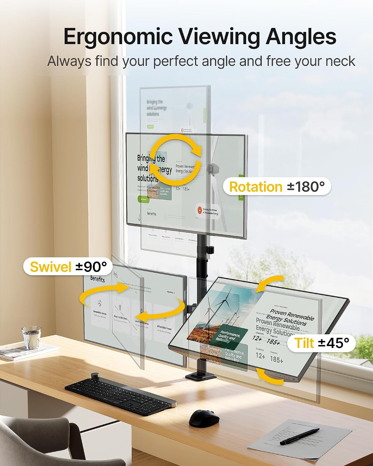 monTEK Triple Monitor Stand for 17-32" Screens, 22 lbs Each