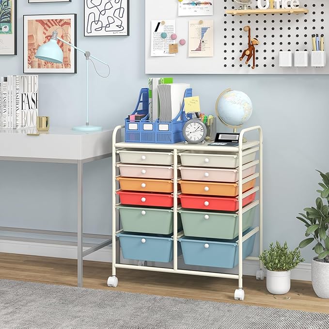 Giantex 12 Drawer Rolling Storage Cart Tools Scrapbook Paper Office School - Image 2