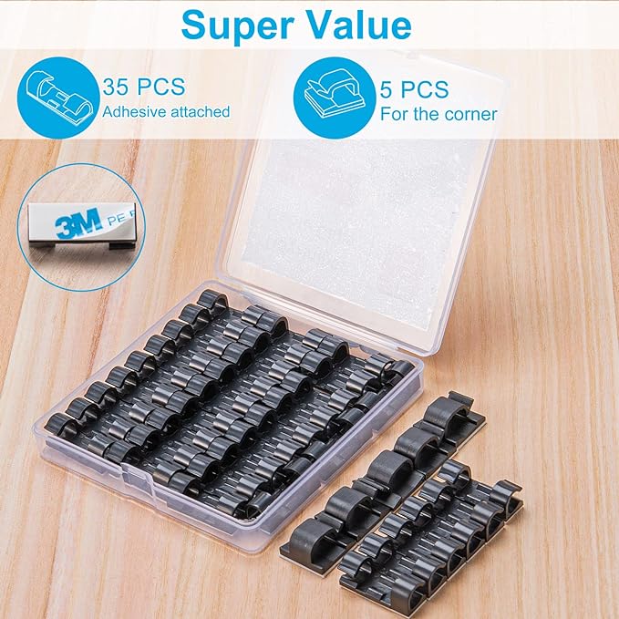 Self-Adhesive Cable Clips Black, Upgraded Wire Clips - Image 2