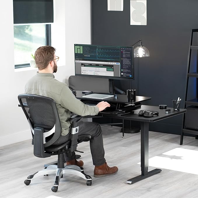 VIVO 42 inch Desk Converter, K Series, Height Adjustable Sit to Stand Riser - Image 8