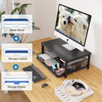 opnice computer monitor stand riser, desk organizer with, side view