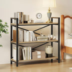 Homeiju 3 Tier Bookshelf 31.49" Width, Wood and Metal Etagere Bookcase - Image 4