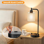 sibrille industrial table lamps with linen shade, set, side view