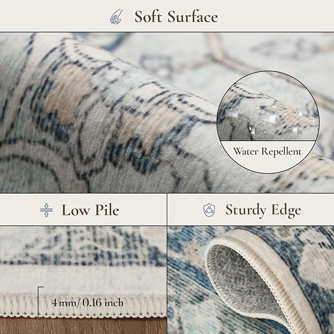 GENIMO 6x9 Area Rugs for Living Room, Machine Washable Non Slip Vintage Rugs - Image 7