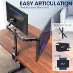 VIVO Dual Monitor Desk Mount, Holds 2 Computer Screens up to 30 inches and - Image 3