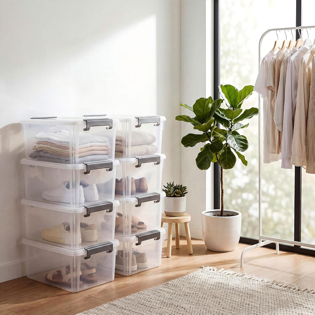 Citylife 2-Pack 17 QT Clear Plastic Storage Bins with Latching Lids