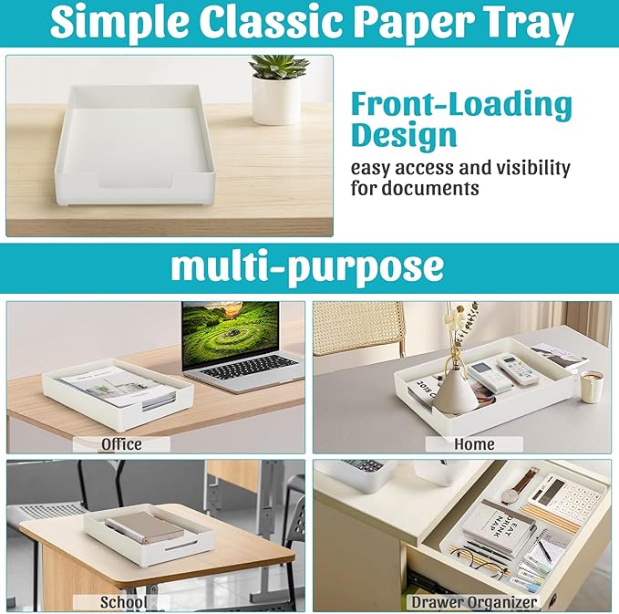 AZFUNN Letter-Size Tray Desk Letter Tray Paper Tray, Sturdy Heavy-Duty Plastic - Image 5