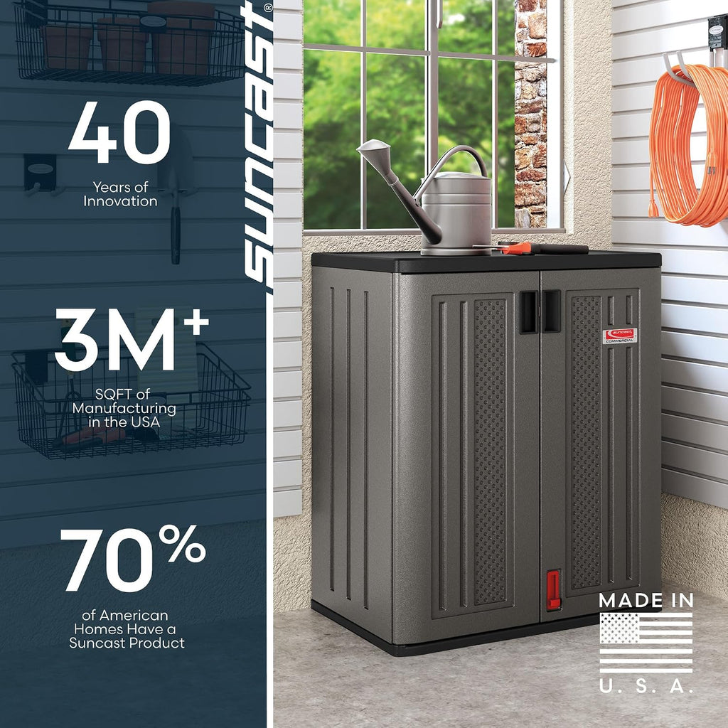 suncast 30" heavy-duty resin garage cabinet, lockable, dark, view 11