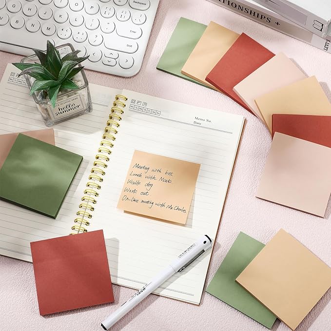 Thenshop 12 Pads Retro Sticky Notes 3''x3'', Self Stick Notes Pads Retro Office - Image 5