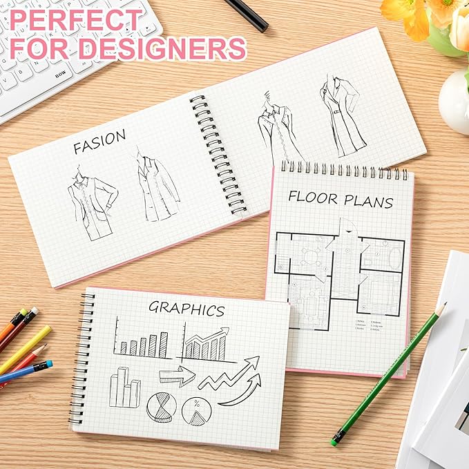 Engrowtic 2 Pack Graph Paper Spiral Notepad A5 Top Wirebound Notepad Grid - Image 3