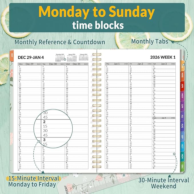 SUNEE 2026 Appointment Book, Quarter-Hourly, Weekly & Monthly - Image 2