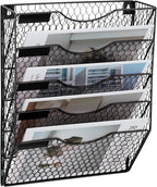 EASEPRES Mail Organizer Wall Mount, 5 Tier Metal Chicken Wire Hanging File by EASEPRES