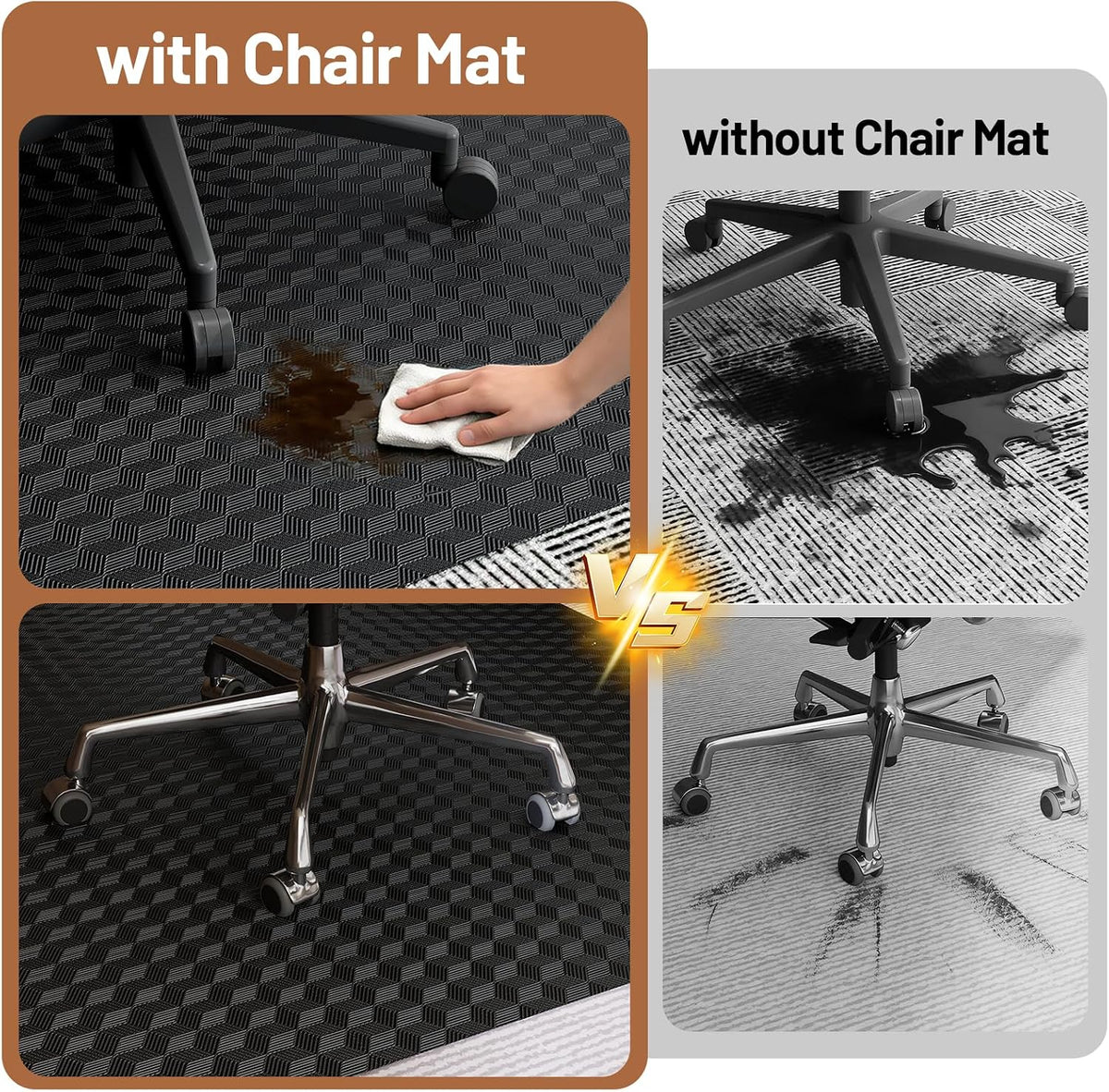 Office Chair Mat for Low Pile Carpet, 36" x 48" Clear Plastic