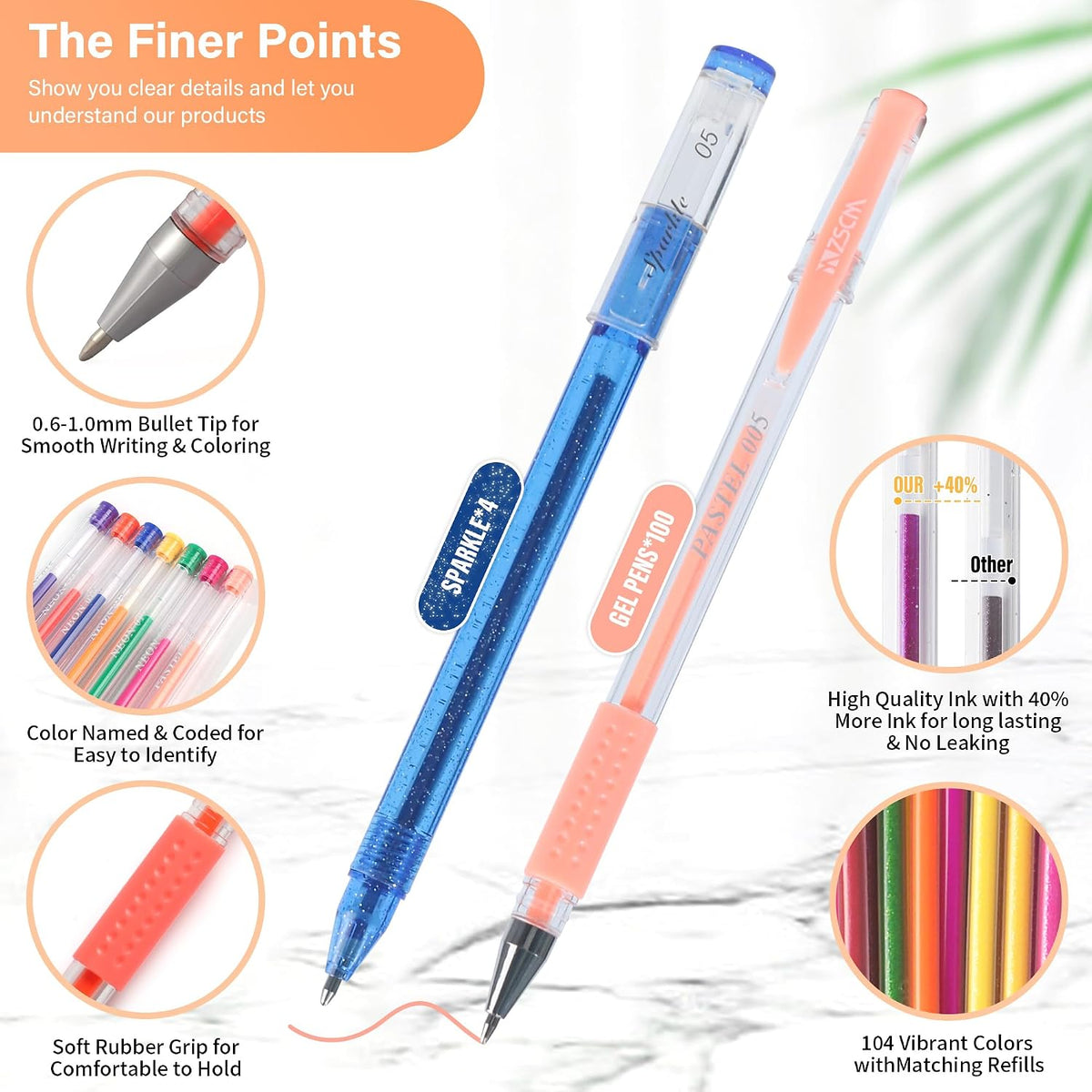 202 Pack Gel Pen For Adults Coloring Books, Fine Tip Gel Pen