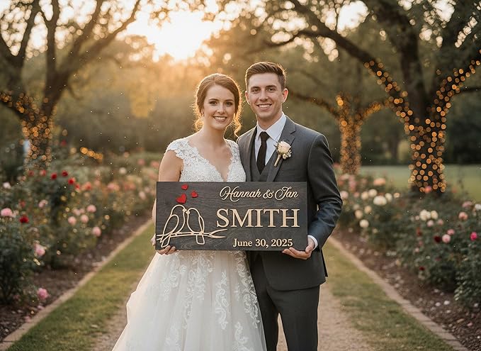 Custom Family Name Sign | Personalized Wooden Wedding Gift | Rustic Last Name - Image 2