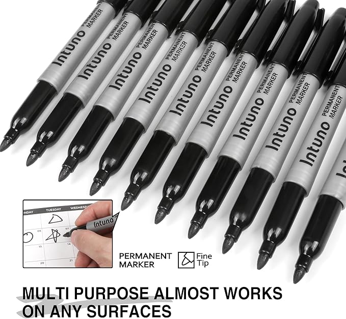 INTUNO Permanent Markers, Fine tip, Oil-Based Permanent Markers, Waterproof and - Image 4