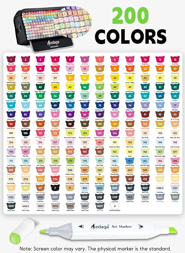 AEDAGA 200 Colors Alcohol Markers - Image 4