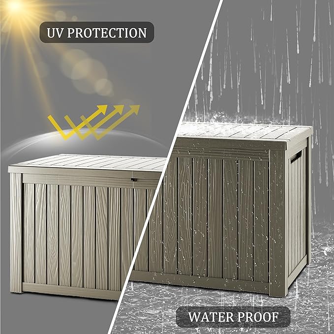 TARKARI 150 Gallon Lockable Resin Deck Box, Waterproof & UV-Resistant Outdoor - Image 5