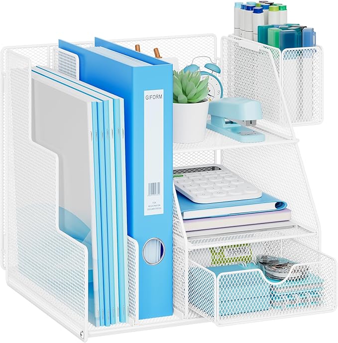 Marbrasse Desk Organizer and Accessories, 3-Tier File Organizer by Marbrasse