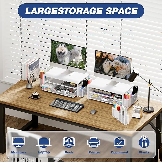 OPNICE Desk Organizers and Accessories, 2-Tier Computer Monitor Stand Riser - Image 4