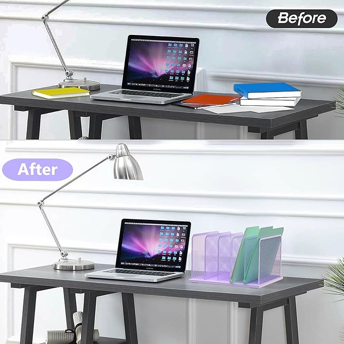 Kuntine.B Desk File Organizer Upright Mesh Desktop Organizer File Sorter Office - Image 3