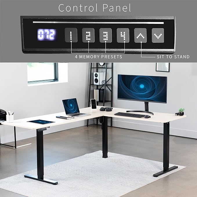 VIVO Electric Corner 75 x 63 inch L-Shaped Standing Desk, Memory Height - Image 5