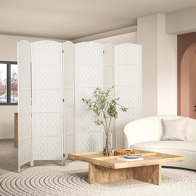 HOMCOM Room Divider, 6 Panel Folding Privacy Screen, 6FT Tall Portable Wicker - Image 2